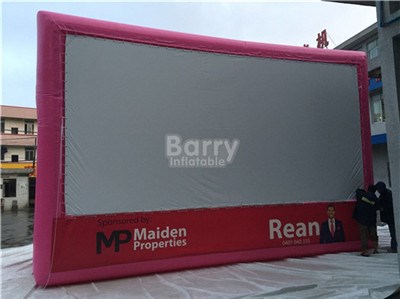 Durable outdoor pink inflatable movie screen for kids party BY-AD-039